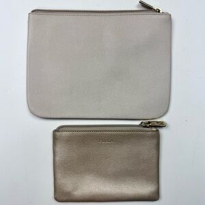 FURLA Pair of Metallic Leather Flat Zipper Pouches